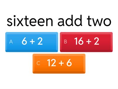 Addition to 20 match words to number sums