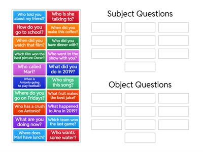 Subject or Object questions? 