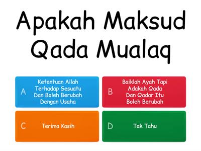 Akidah Tahun 4 Qada Dan Qadar