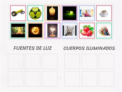 AGRUPAMOS: FUENTES DE LUZ Y CUERPOS ILUMINADOS