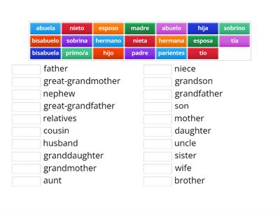 Family Vocabulary (English and Spanish)