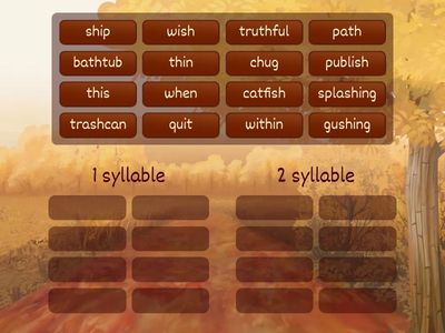 Reading Rev week 3 Digraphs syllable sort day one