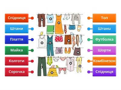 З'єднайте предмети гардеробу з їх назвами