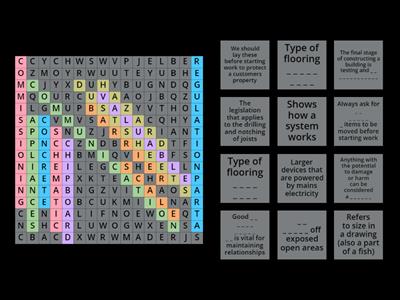 Unit 104 wordsearch with clues