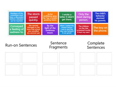 Run ons, fragments, and complete sentences