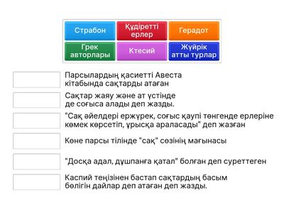 Сақтар туралы тарихи мәліметтер 2 тапсырма