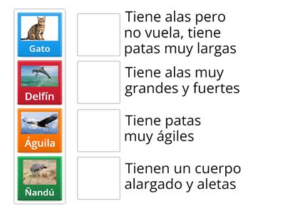 Une cada animal con la característica que corresponde