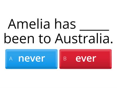 PRESENT PERFECT - already, just, yet, never, ever