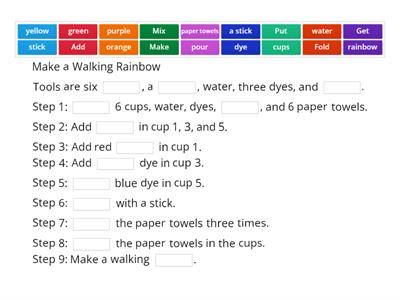 Make a Walking Rainbow Cloze Test