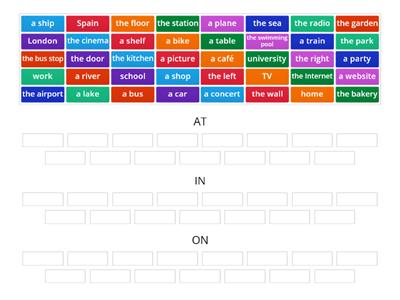 Prepositions of place: at, in, on