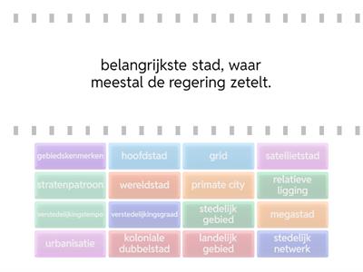 Aardrijkskunde HFST 2 Steden 2.1 en 2.2 zoek het begrip