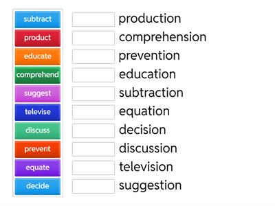 tion/sion match up with base word