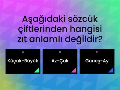 ZIT ANLAMLI KELİMELER ETKİNLİĞİ  