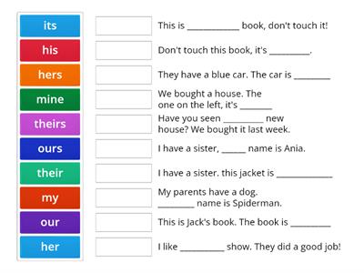 Possessive adjectives and possessive pronouns