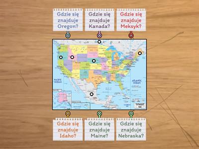 mapa świata kraje i stany USA Quiz