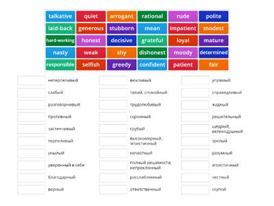 Personality adjectives