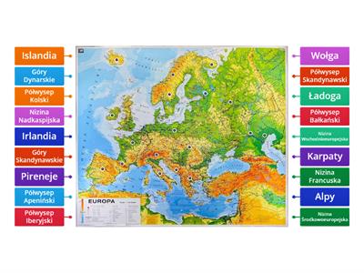 Mapa Fizyczna europy - Materiały dydaktyczne