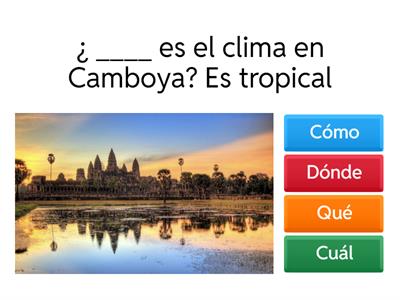 Preguntar y responder: qué, cuál, cuáles, cómo, cuánto/s, dónde
