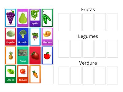 Separar frutas, legumes e verduras