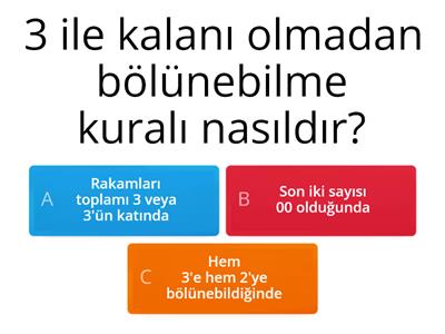 6. Sınıf Matematik Bölünebilme Kuralları