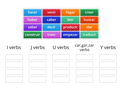 Irregular Preterite Verbs Group Sort