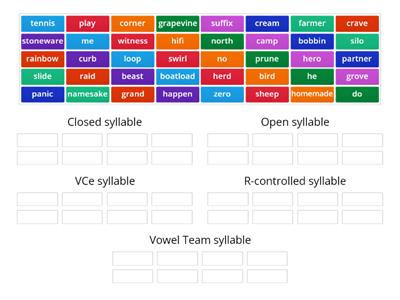 Real Word Syllable Sort