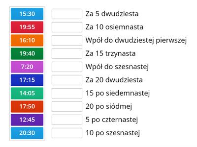 Połącz w pary - zegary