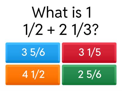 Adding Mixed Fractions Quiz