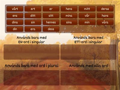 Possessiva pronomen på svenska [sortering]