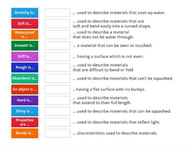 Materials vocabulary Year 1