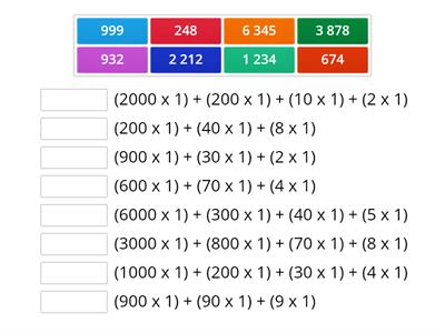 Expanded notation of 3 and 4 digit numbers