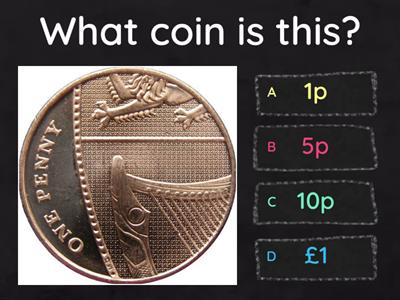 Coin and note recognition quiz