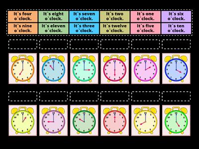 Match up Telling the time (:00) #my_teaching_stuff