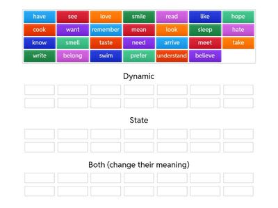   Dynamic & State verbs A2