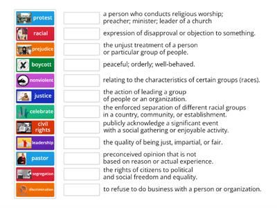 MLK, Jr Unit Vocabulary