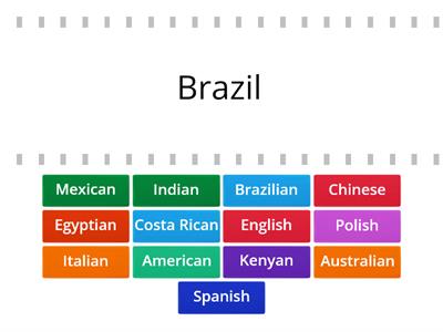 Countries and Nationalities - znajdz pare