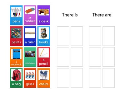 There is / There are  + school objects