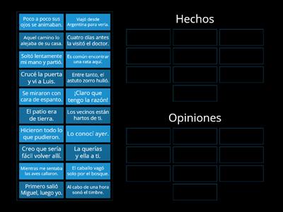 Clasificar "Hechos y opiniones"