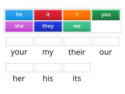 EVOLVE 2: Subject pronouns X Possessive adjectives