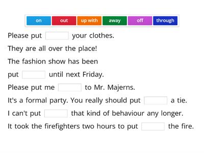 phrasal verb put