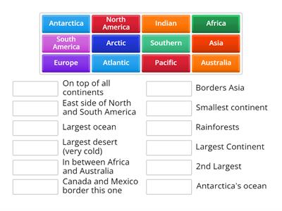 Continents and Oceans Match Up