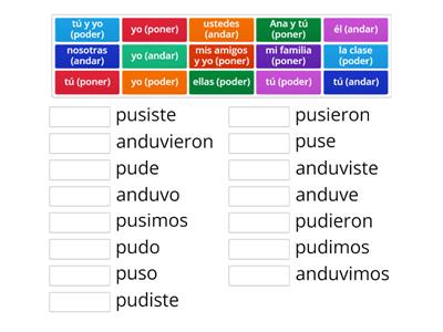 El pretérito de andar, poder y poner