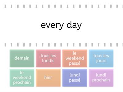 Time markers (past, present, future)