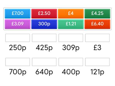 Money Notation - Match up - MT