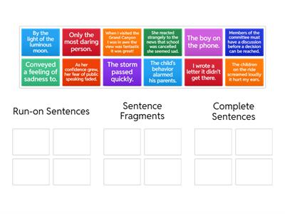 Identifying: Run-Ons, Fragments, and Complete sentences