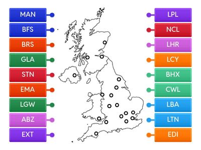 UK Airport Locations using IATA Codes 