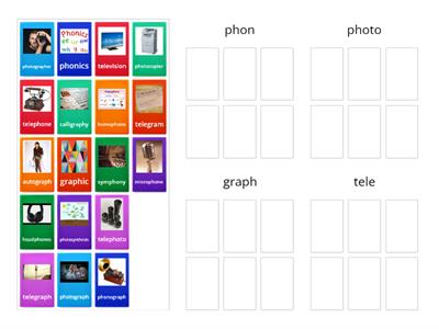 Blue Sort 21 Greek Word Parts (phon, photo, graph, tele)