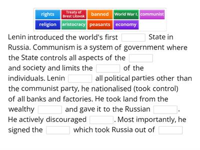 Life in Communist Country-Life Under Lenin 1. Setting up the communist state.