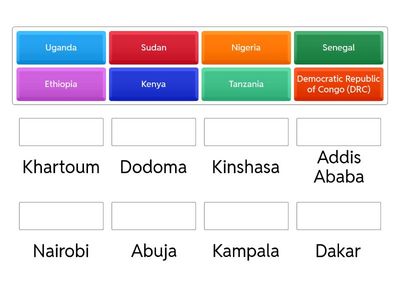 Match the African Country to its Capital 