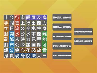 翰林國小國語_2上L01我的心情  找出成語，再配對解釋